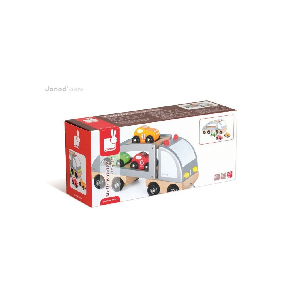 Samochód drewniany laweta do ciągnięcia - Janod