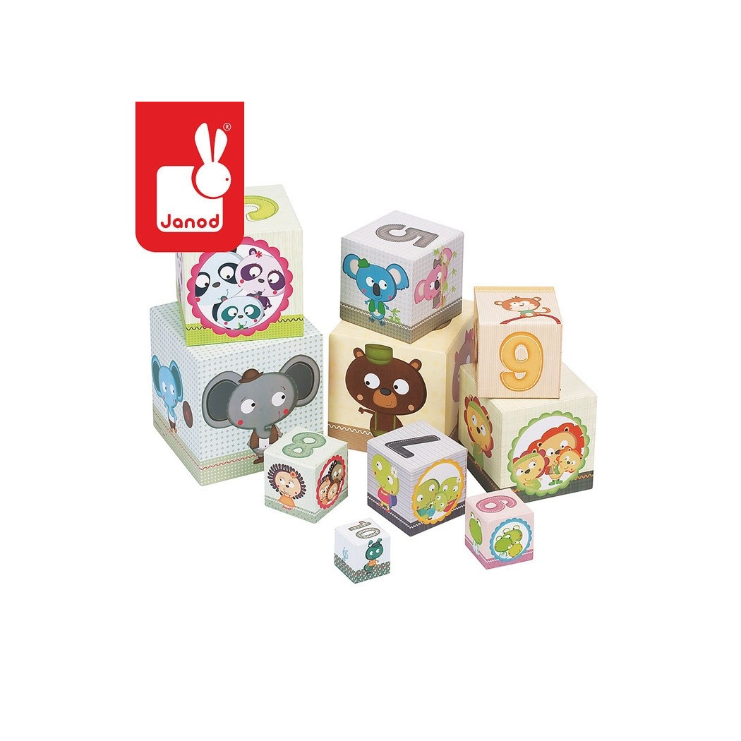 Piramida wieża 10 kostek Zwierzęta - Janod