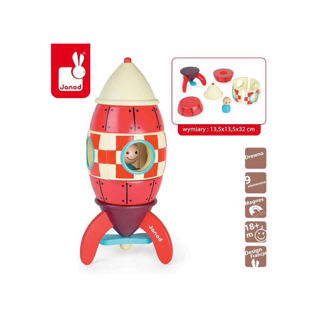 Rakieta drewniana magnetyczna XXL - Janod