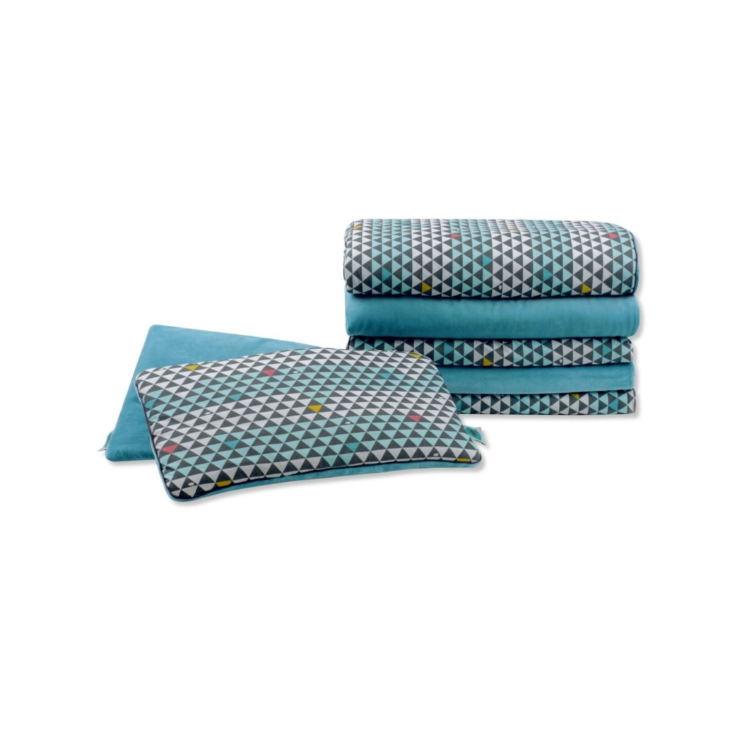 Trójkąty & Turkusowy Welur - Kocyk Ciepły Mały z Zaczepem do Wózka - 70 x 90 cm - Pink No More