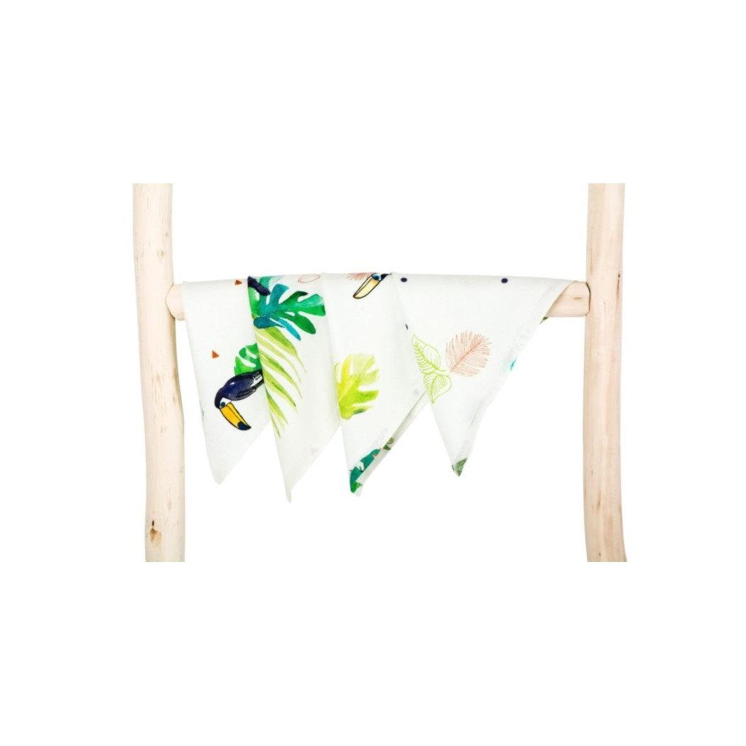 Chusteczki bambusowe - Tropical - tukany - 4 pack - 25x25cm - Poofi