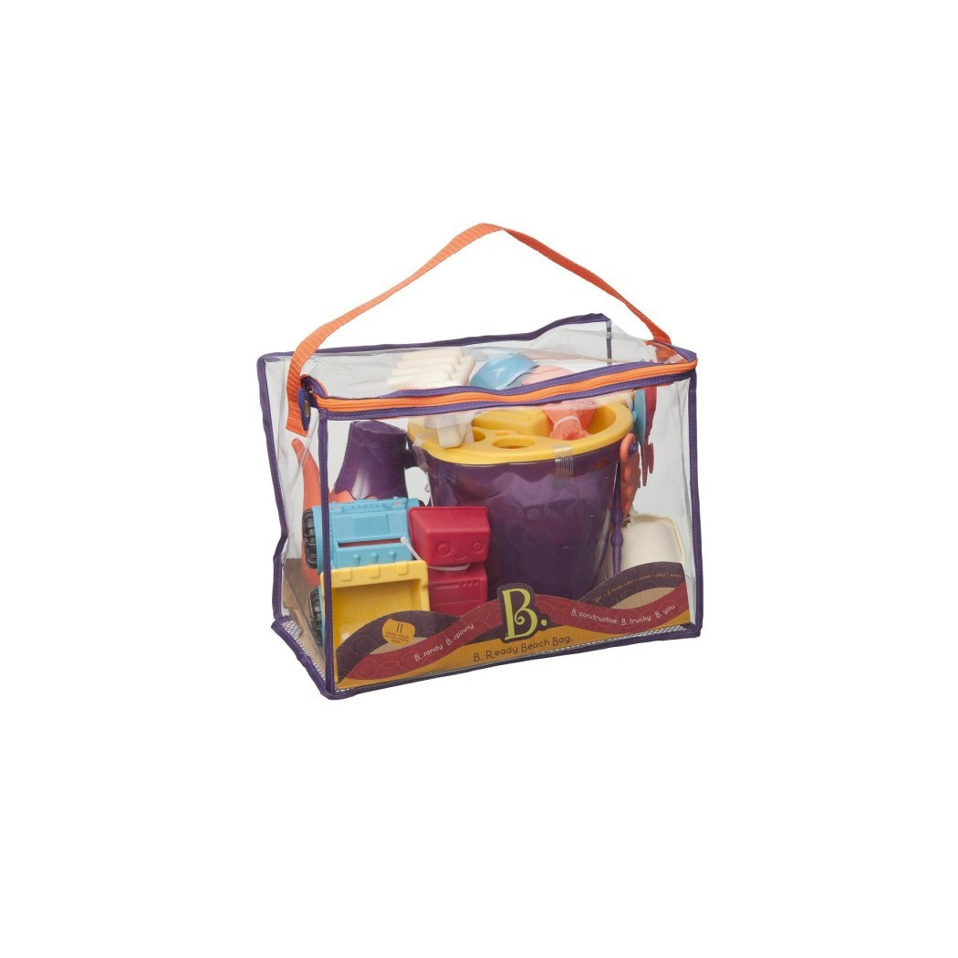 Zestaw akcesoriów plażowych do piasku w torbie - wersja pomarańczowa -  B.Ready Beach Bag - BTOYS