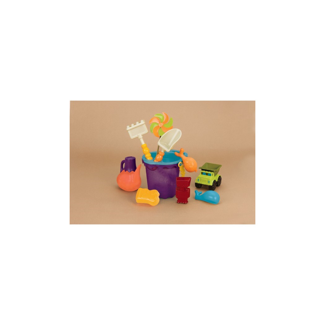 Zestaw akcesoriów plażowych do piasku w torbie - wersja pomarańczowa -  B.Ready Beach Bag - BTOYS