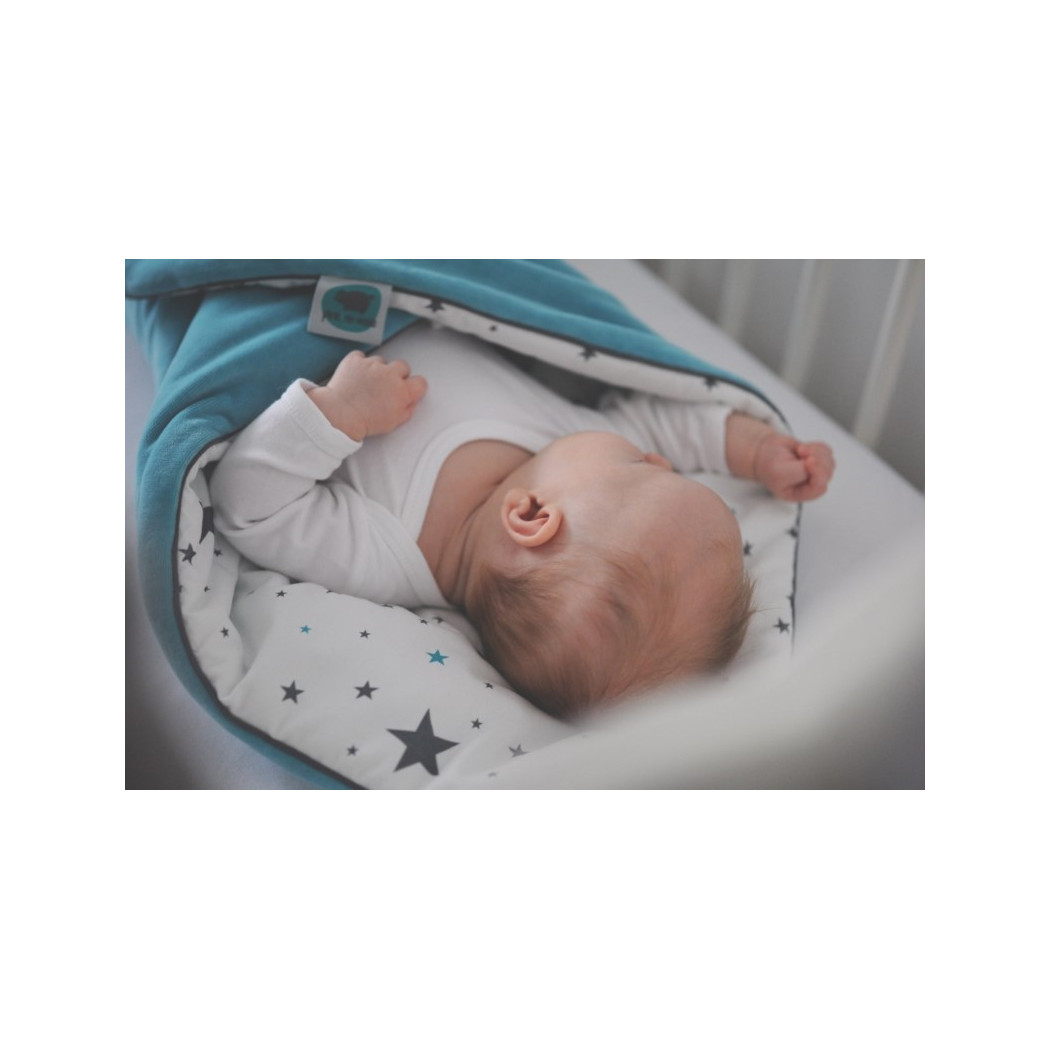 Rożek niemowlęcy - gwiazdy & turkusowy - wellur 3w1 - Pink No More