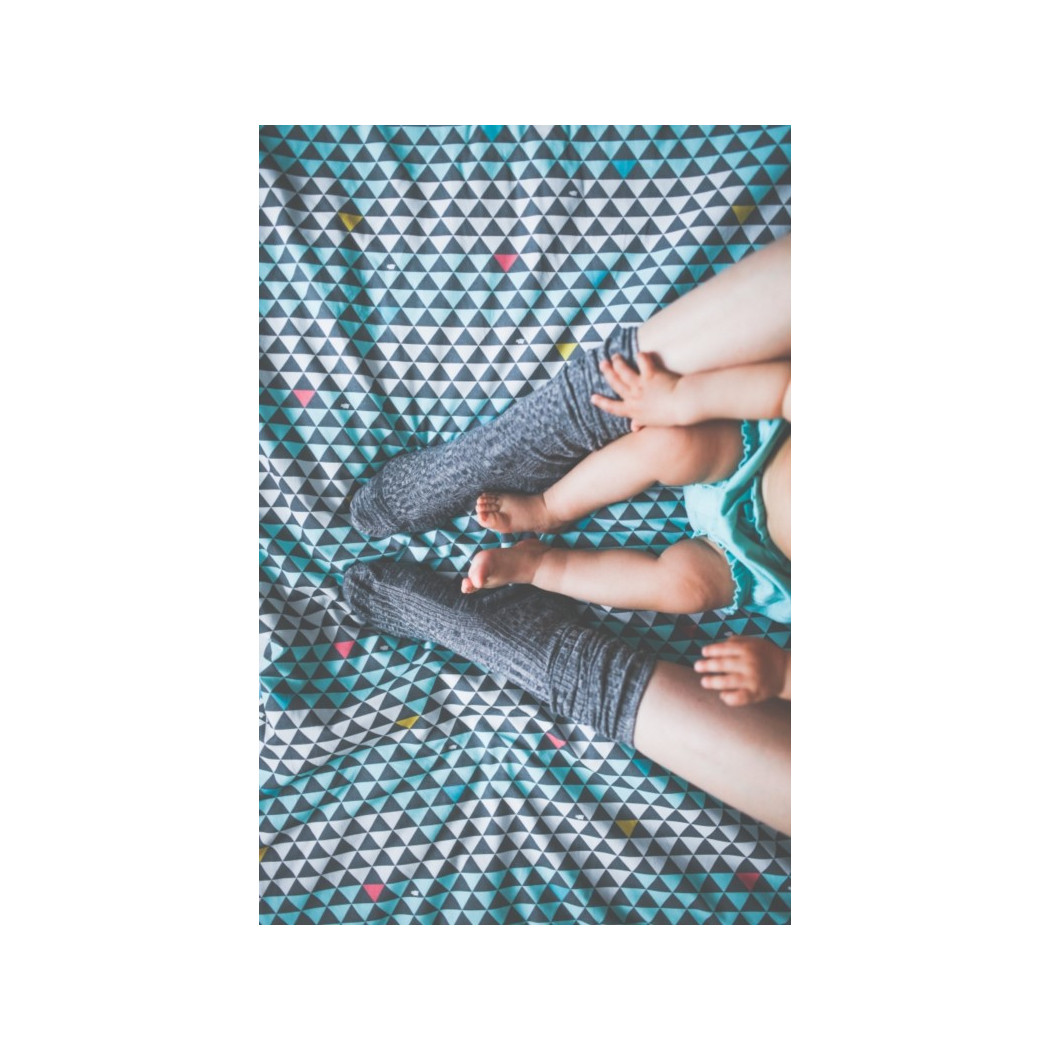 Duży ciepły kocyk Trójkąty & Turkusowy Welur 80 x 100 cm - Pink No More