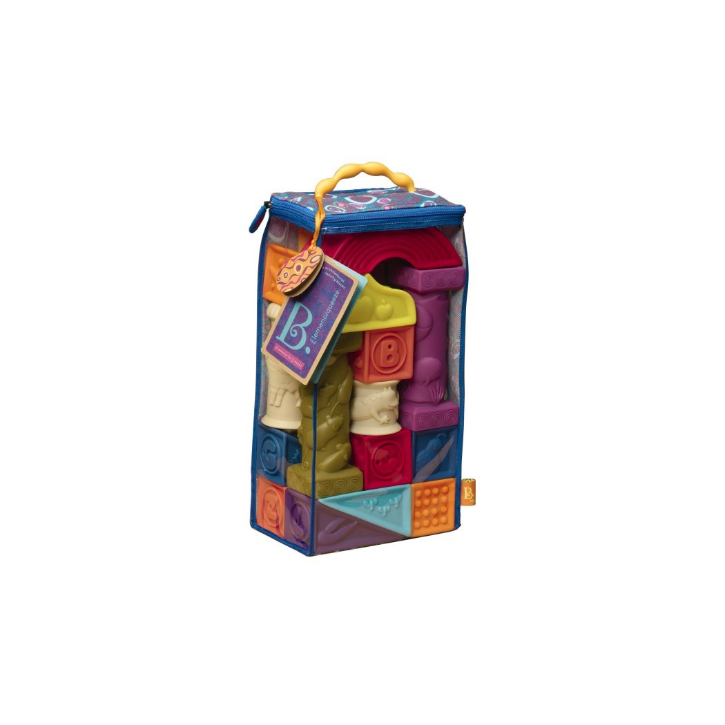 Bezpieczne klocki miękkie dla niemowląt - Elemenosqueeze - zestaw duży- BTOYS