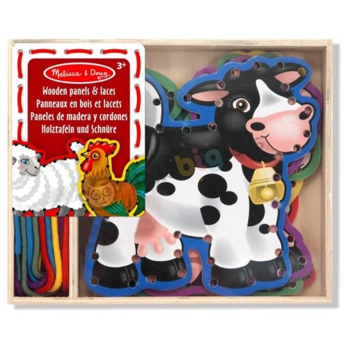 Drewniana sznurowanka/przeplatanka do nawlekania zwierzątka z farmy  - Melissa & Doug - Montessori