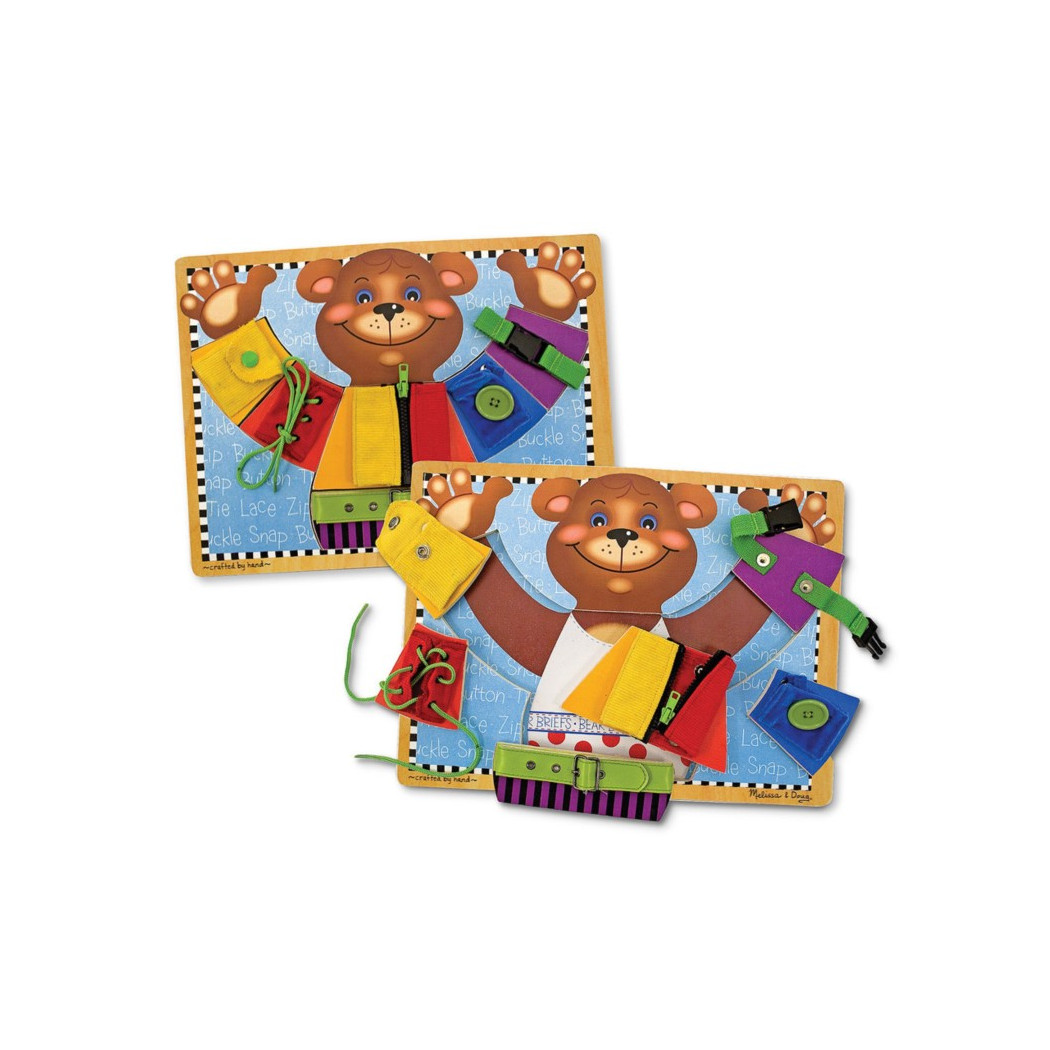 Tablica umiejętności ubierania Misia Montessori ćwiczy małą motorykę - Melissa & Doug