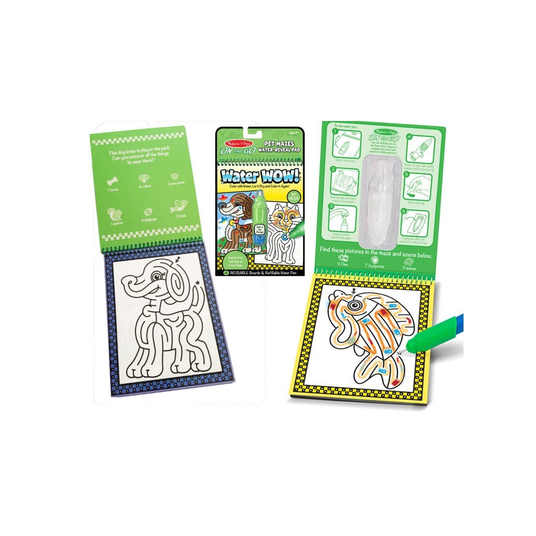 Zwierzęce Labirynty - Malowanie Wodą - Water Wow!- Znikające Kolory - Kolorowanka Wodna - Melissa & Doug