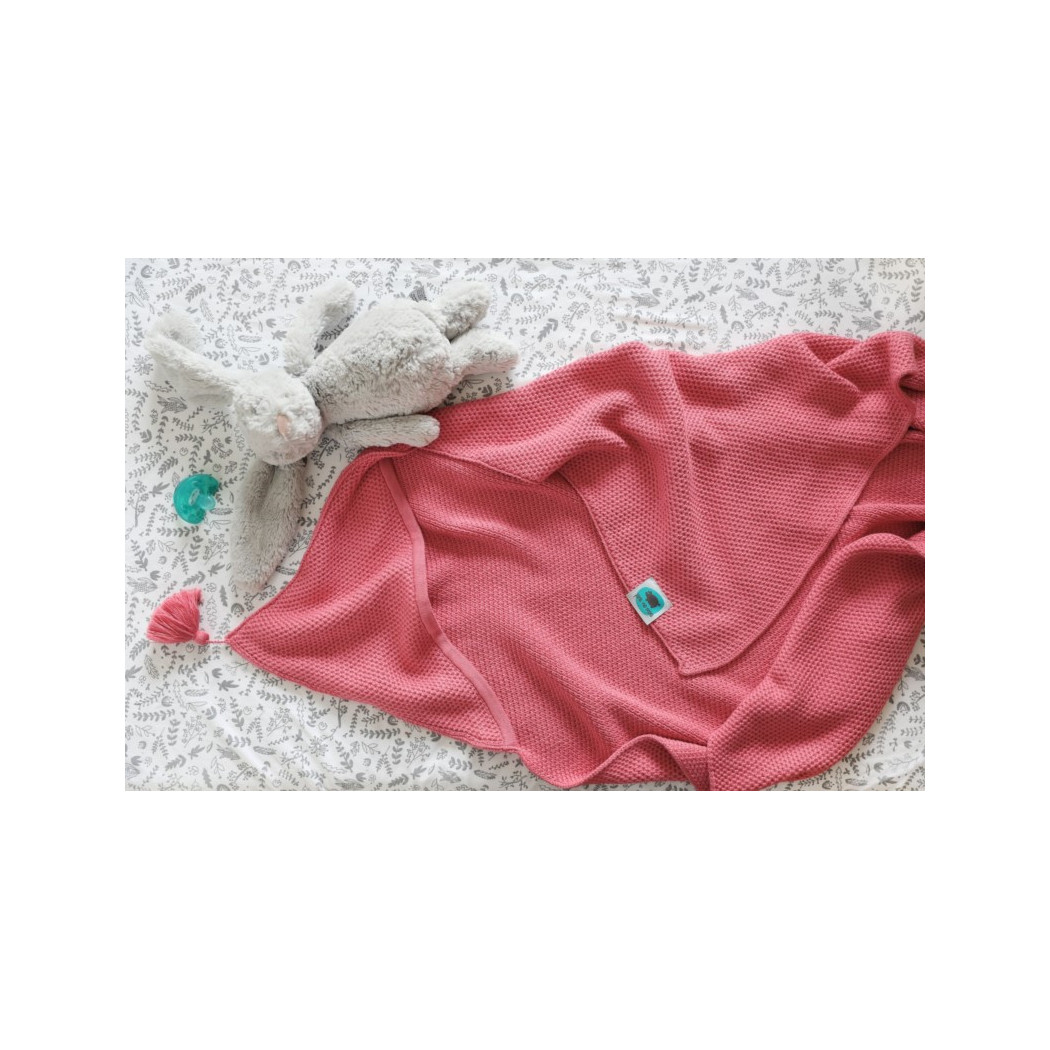Różowy - Kocyk Bambusowy tkany z Kapturkiem - Pink No More