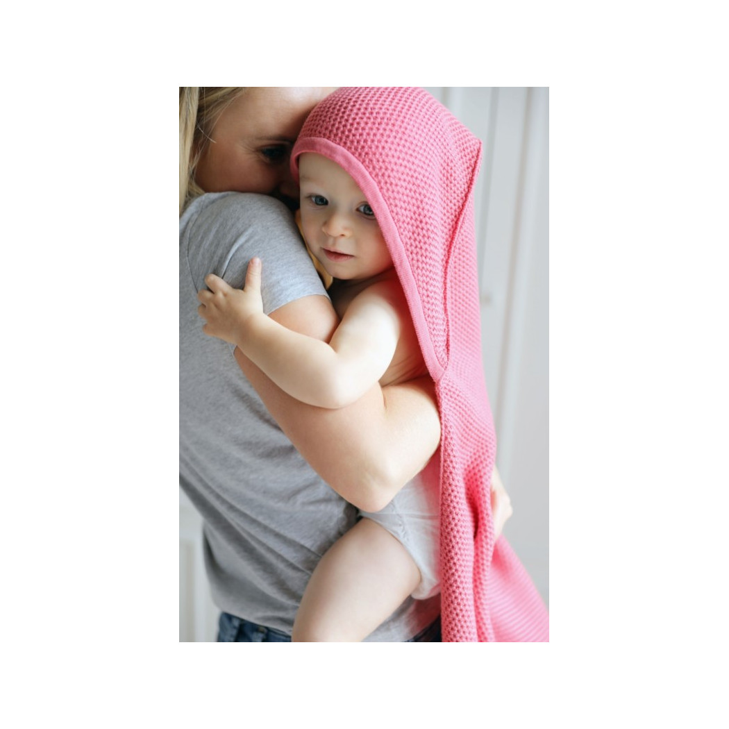Różowy - Kocyk Bambusowy tkany z Kapturkiem - Pink No More