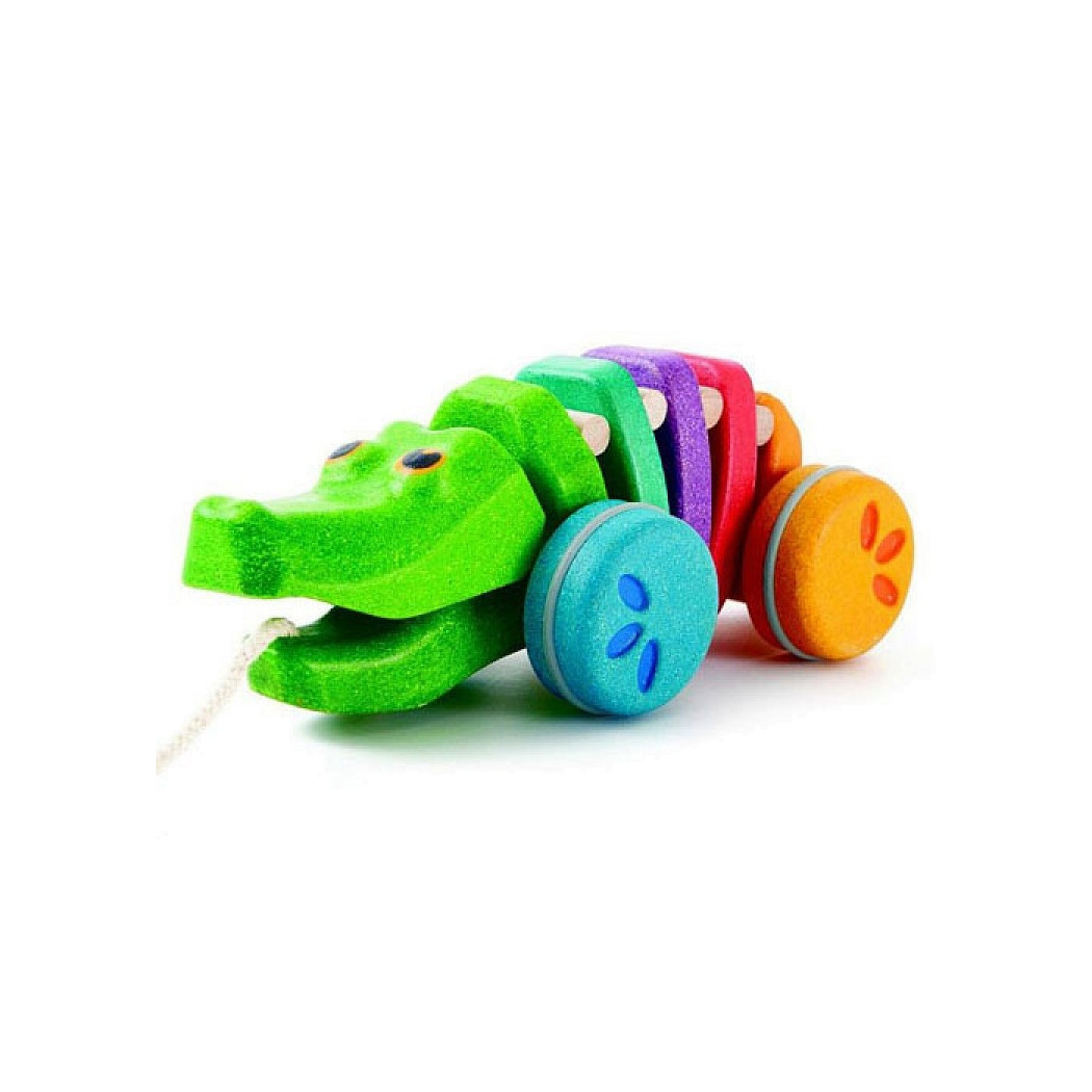 Tęczowy krokodyl do ciągnięcia - Plan Toys - Montessori