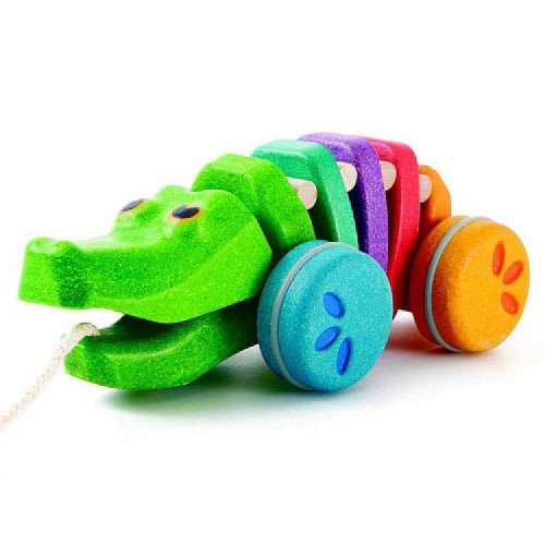 Tęczowy krokodyl do ciągnięcia - Plan Toys - Montessori