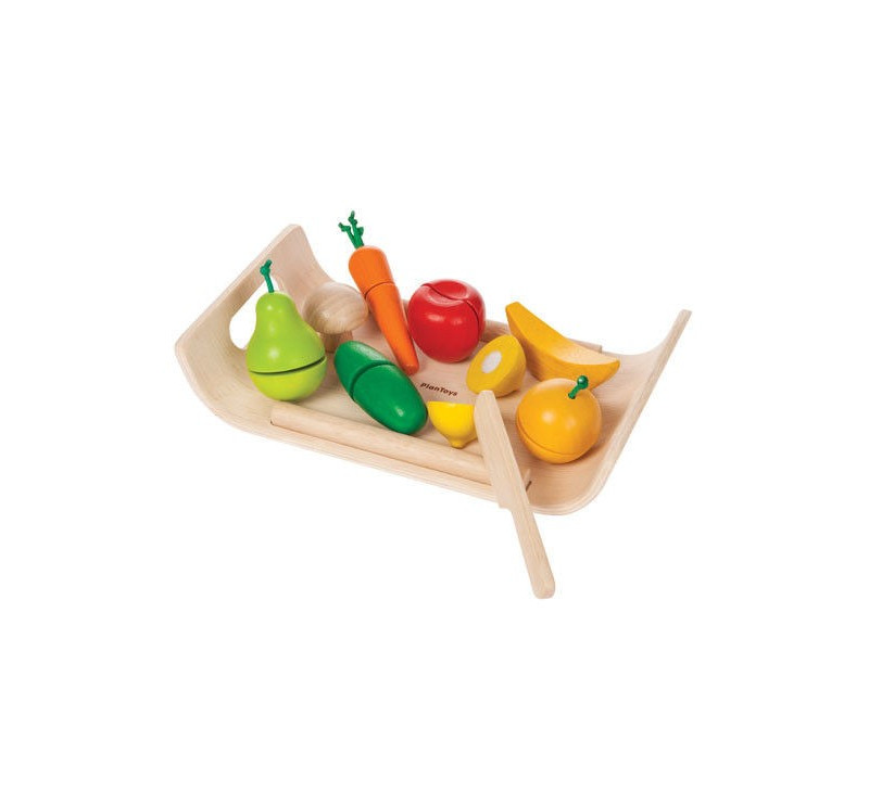 Zabawy Ruchowe Owoce I Warzywa Warzywa i owoce na tacy - drewniany zestaw do zabawy - Plan Toys