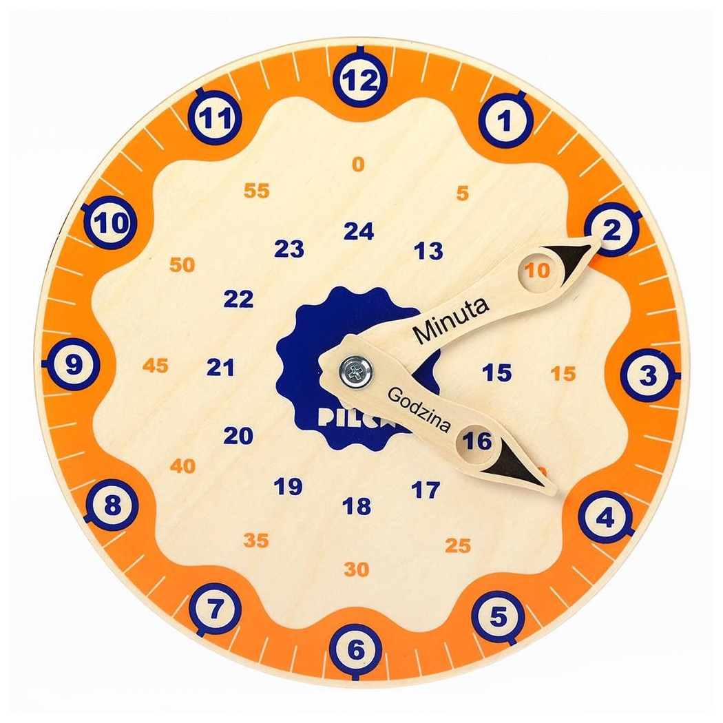WYPRZEDAŻ Zegar Drewniany PILCH do nauki godzin