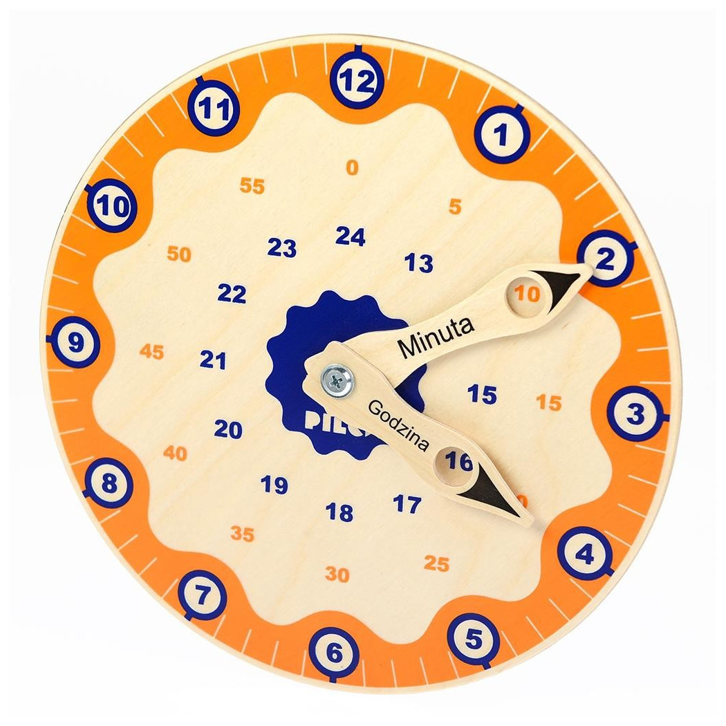 WYPRZEDAŻ Zegar Drewniany PILCH do nauki godzin