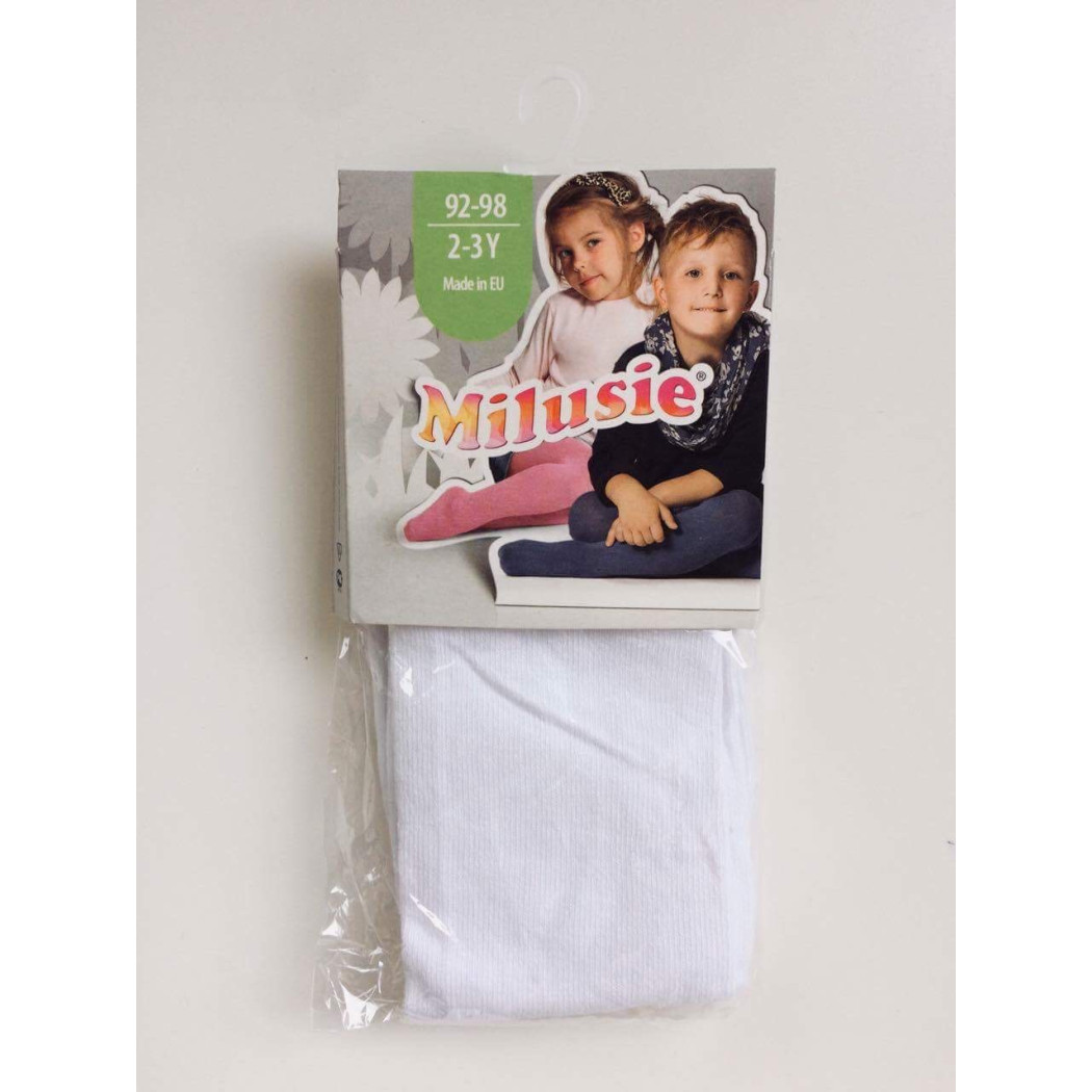 Białe 68/74 - Rajstopy bawełniane gładkie - Milusie