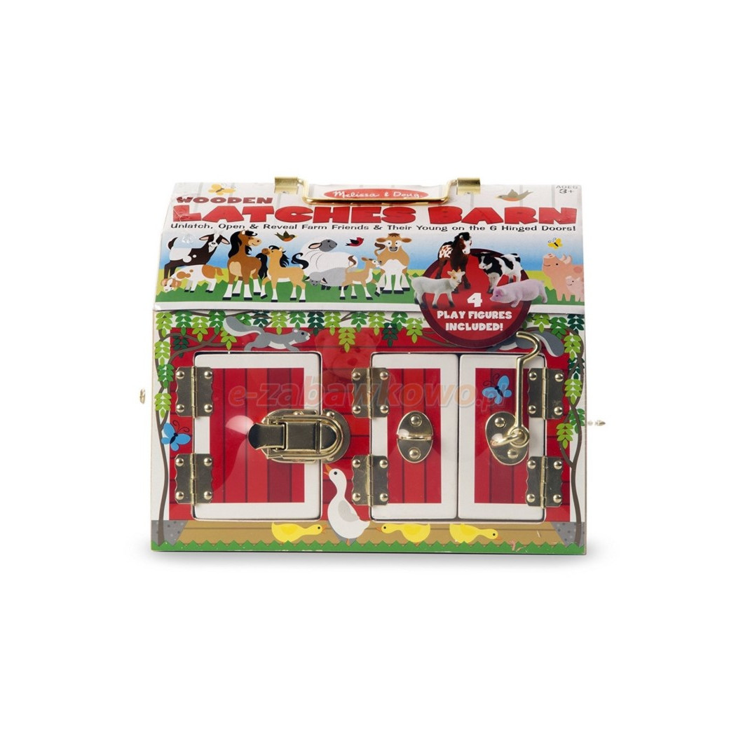 Drewniana walizka stodoła z zamkami i zatrzaskami - Melissa & Doug - Montessori