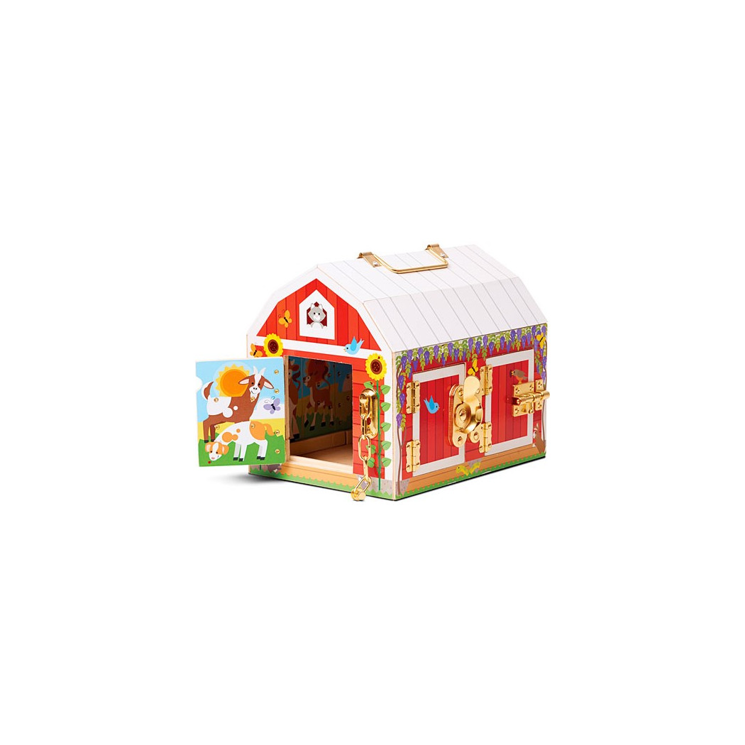 Drewniana walizka stodoła z zamkami i zatrzaskami - Melissa & Doug - Montessori