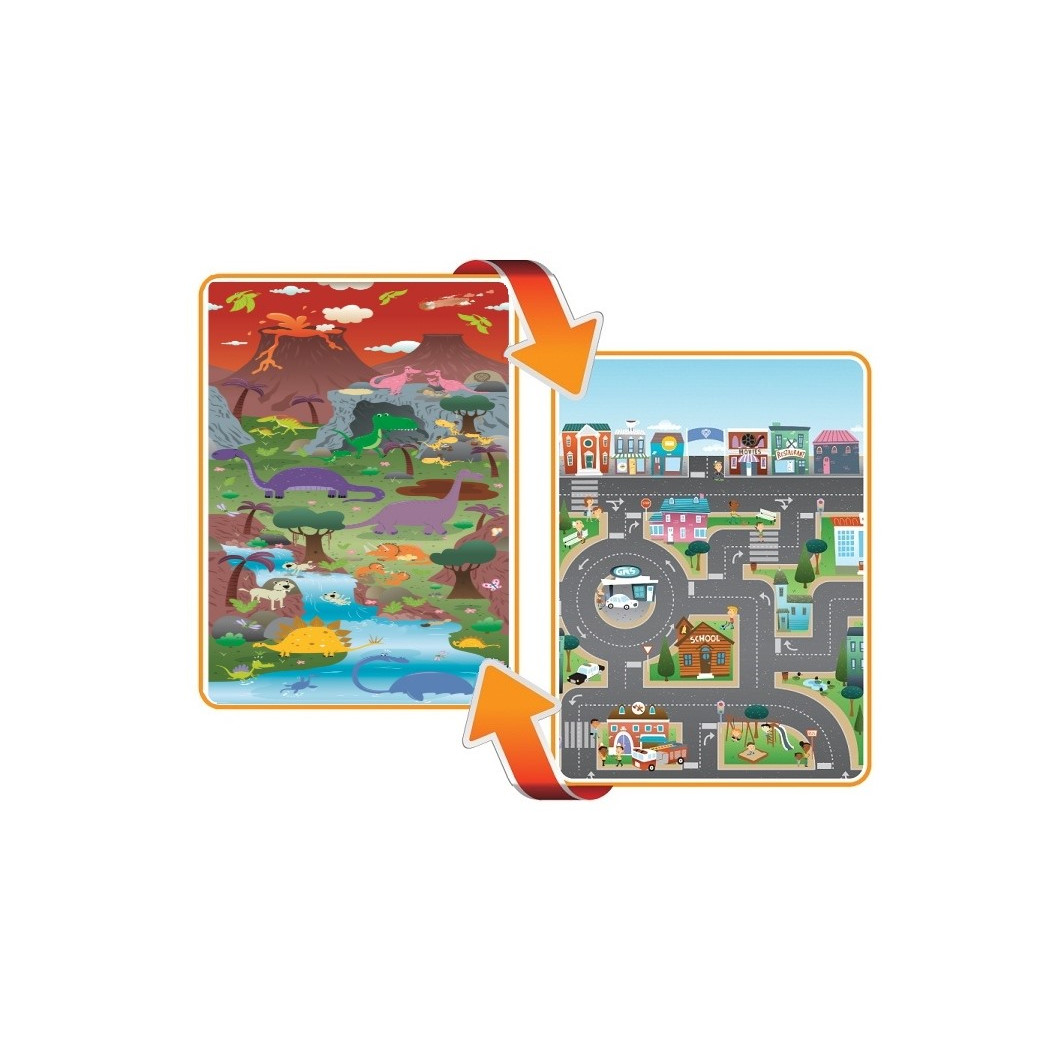 Mata dwustronna edukacyjna do zabawy - Dino/City - Dinozaury/Miasto -  Prince Lionheart