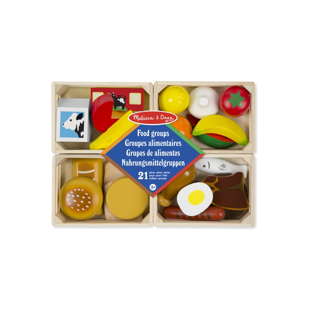 Zestaw 4 skrzynek z drewnianym jedzeniem - Melissa & Doug - Montessori