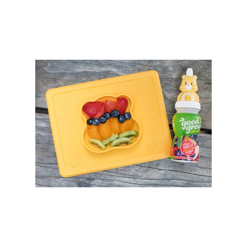 Happy Bowl - Żółta - Troskliwe Misie - Silikonowa Miseczka z Podkładką 2w1 - Słoneczne Serce - Funshine Bear - EZPZ