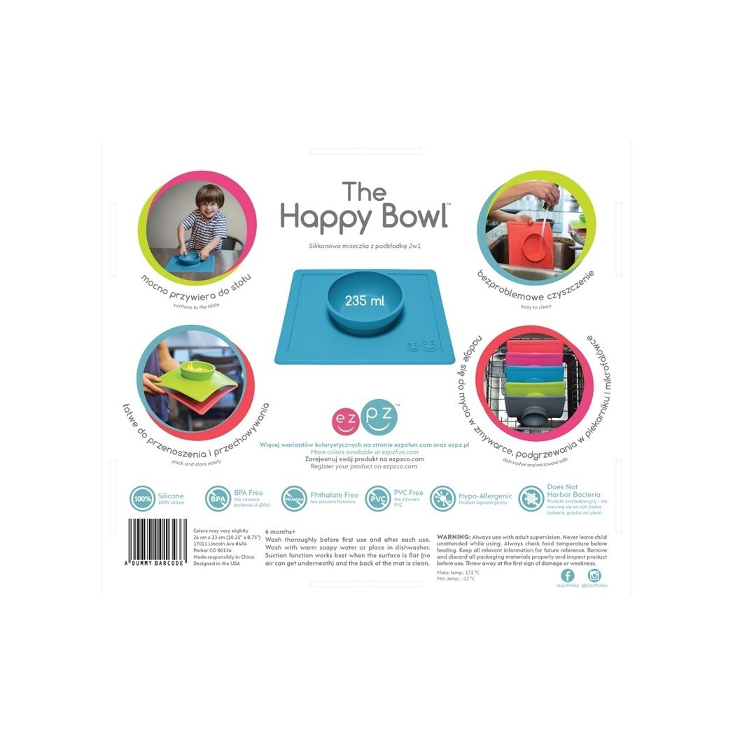 Mini Bowl - Szara - Mała Silikonowa miseczka z podkładką 2w1 - EZPZ
