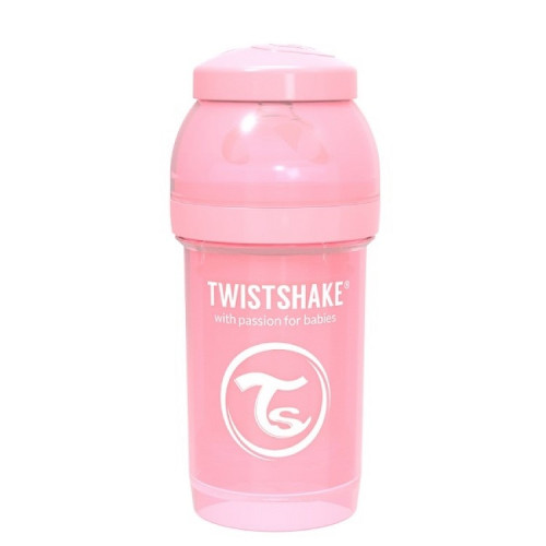 Antykolkowa butelka do karmienia, pastelowy różowy 180ml - Twistshake
