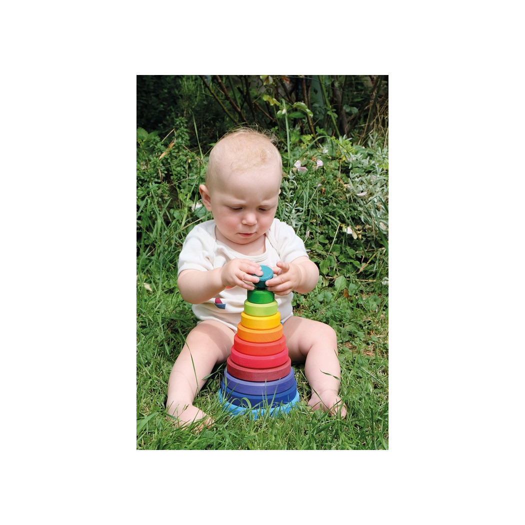 Duża kolorowa wieża stożkowa - Grimm's Grimms - Zabawka drewniana - Montessori