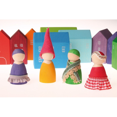Siedmioro tęczowych przyjaciół w misach 1+ - Grimm's Grimms - Zabawka drewniana - Montessori