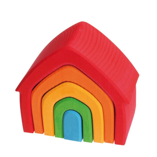 Kolorowy dom 5-elementowy 1+ - Grimm's Grimms - Zabawka drewniana - Montessori