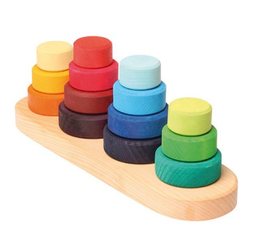 WYPRZEDAŻ Kolorowe cztery mini wieże z okręgami 1+, Grimm's Grimms - Zabawka drewniana - Montessori