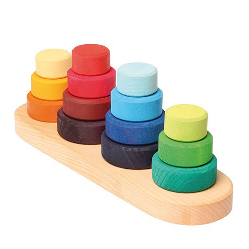 WYPRZEDAŻ Kolorowe cztery mini wieże z okręgami 1+, Grimm's Grimms - Zabawka drewniana - Montessori