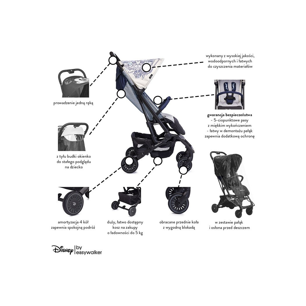 Disney by Easywalker Buggy XS Wózek spacerowy z osłonką przeciwdeszczową Mickey Ornament - Easywalker