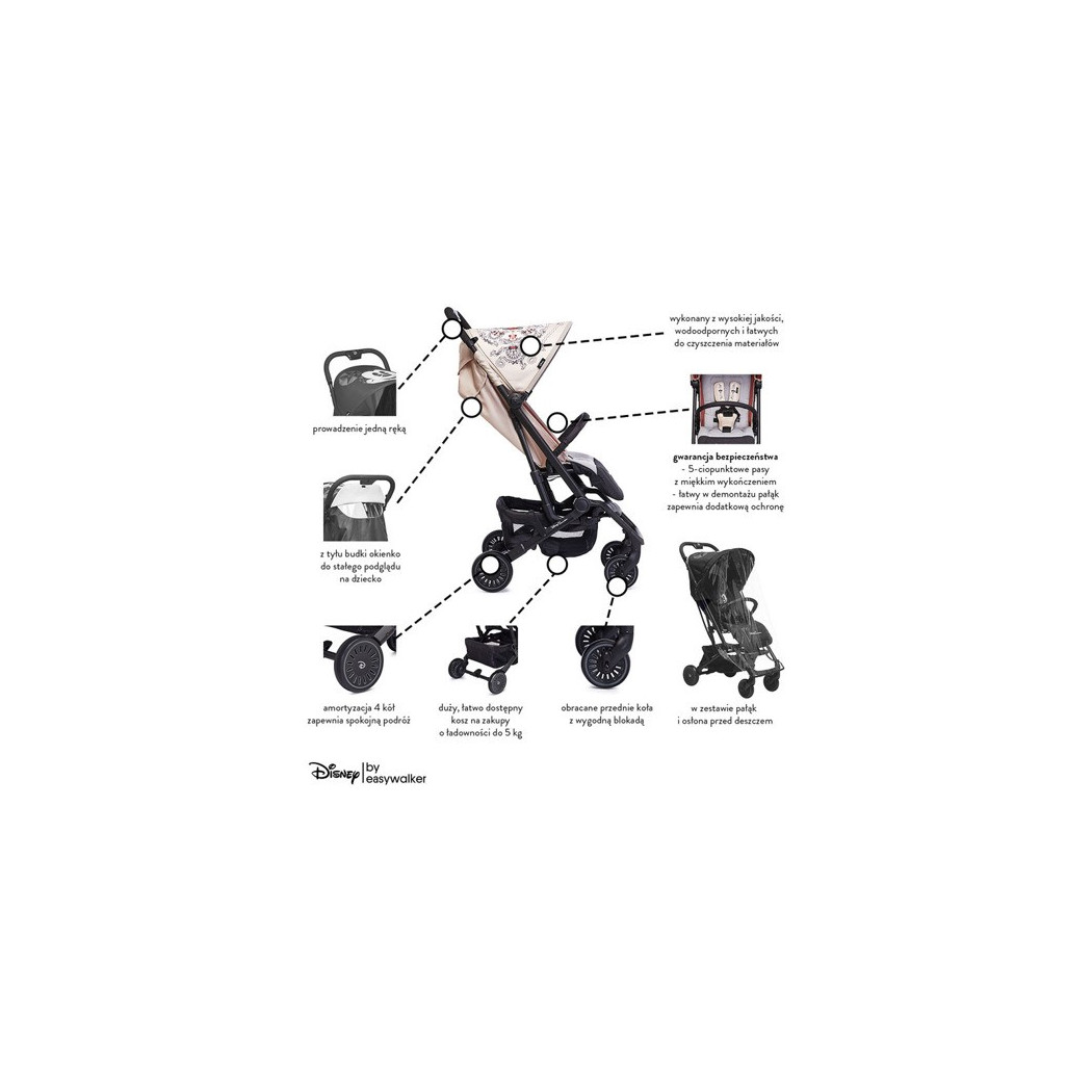 Disney by Easywalker Buggy XS Wózek spacerowy z osłonką przeciwdeszczową Minnie Ornament - Easywalker