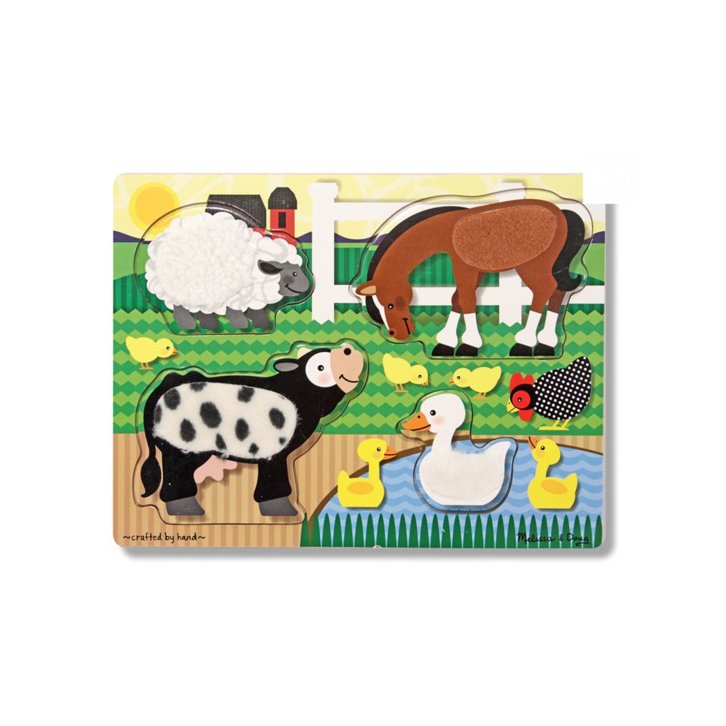 Puzzle Dotykowe Dotknij i Poczuj Zwierzęta z Farmy - Melissa & Doug - Montessori