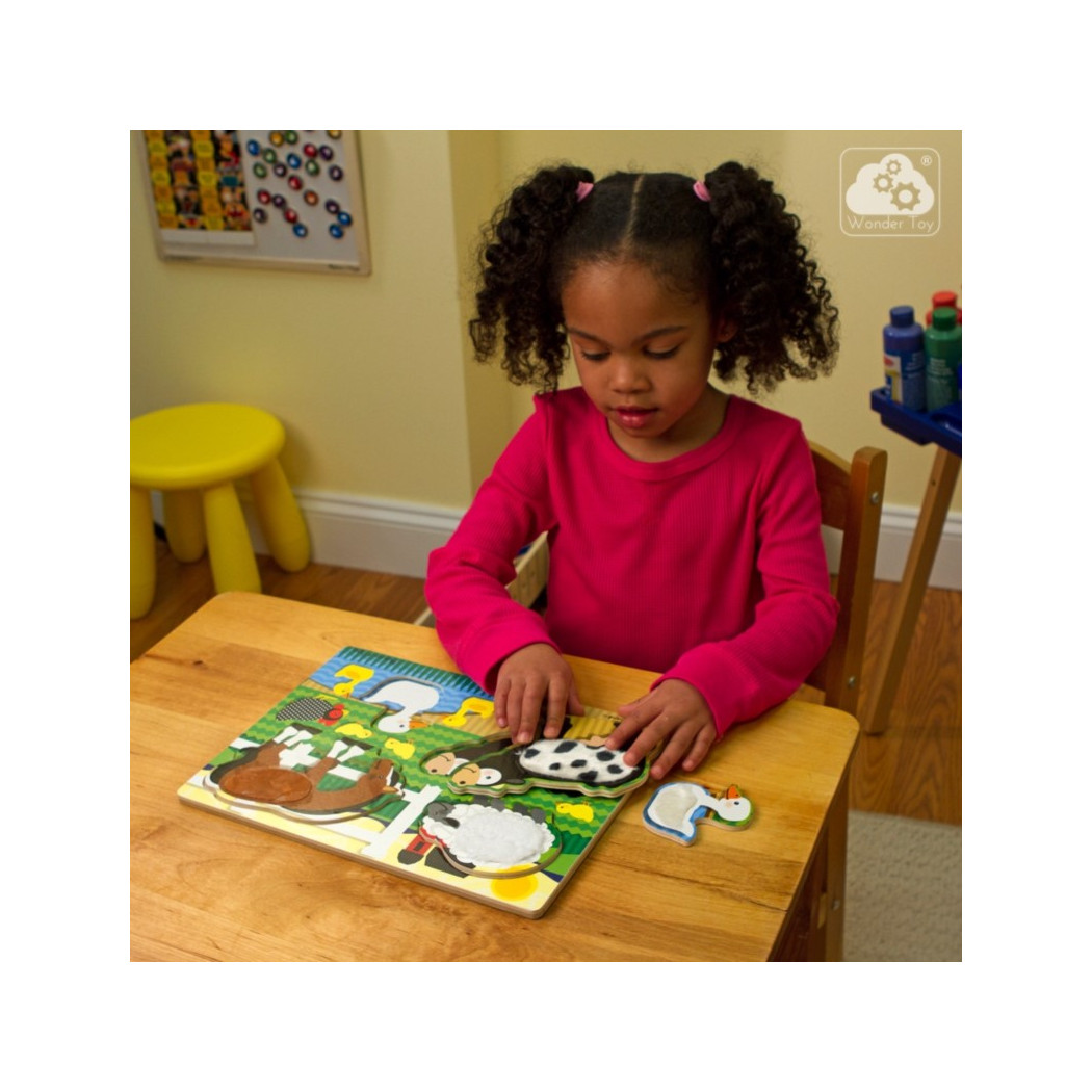 Puzzle Dotykowe Dotknij i Poczuj Zwierzęta z Farmy - Melissa & Doug - Montessori