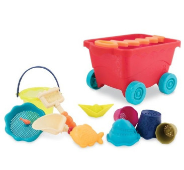 Wózek - Wagon z akcesoriami plażowymi - czerwony - Wavy-Wagon - BTOYS