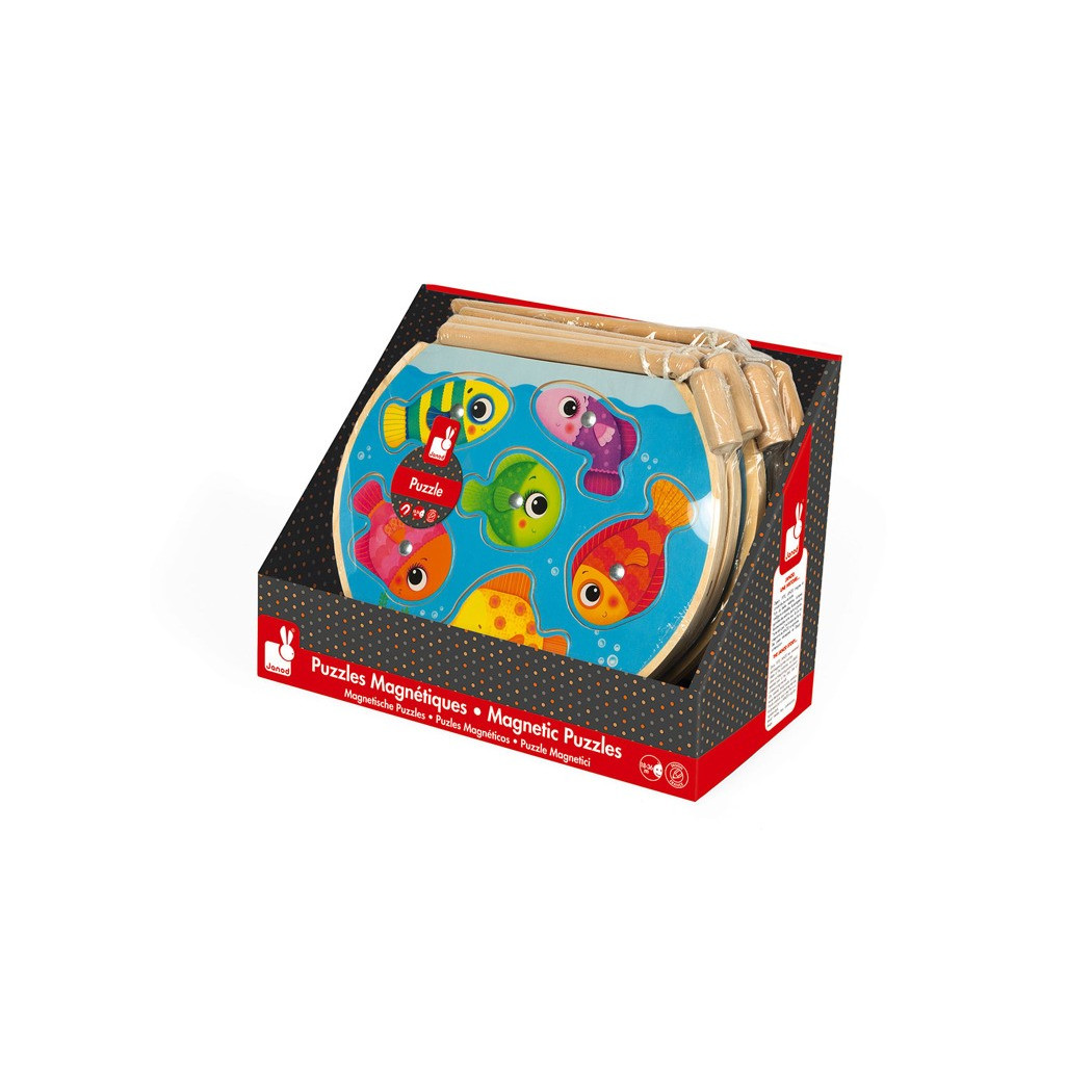 Puzzle z magnesami Szybkie Rybki z wedką - Janod