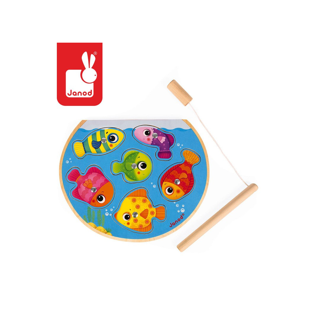 Puzzle z magnesami Szybkie Rybki z wedką - Janod