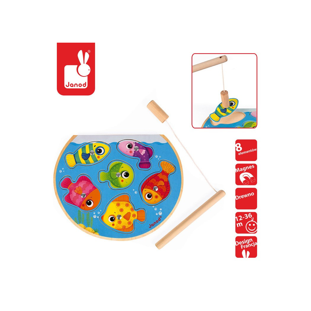 Puzzle z magnesami Szybkie Rybki z wedką - Janod
