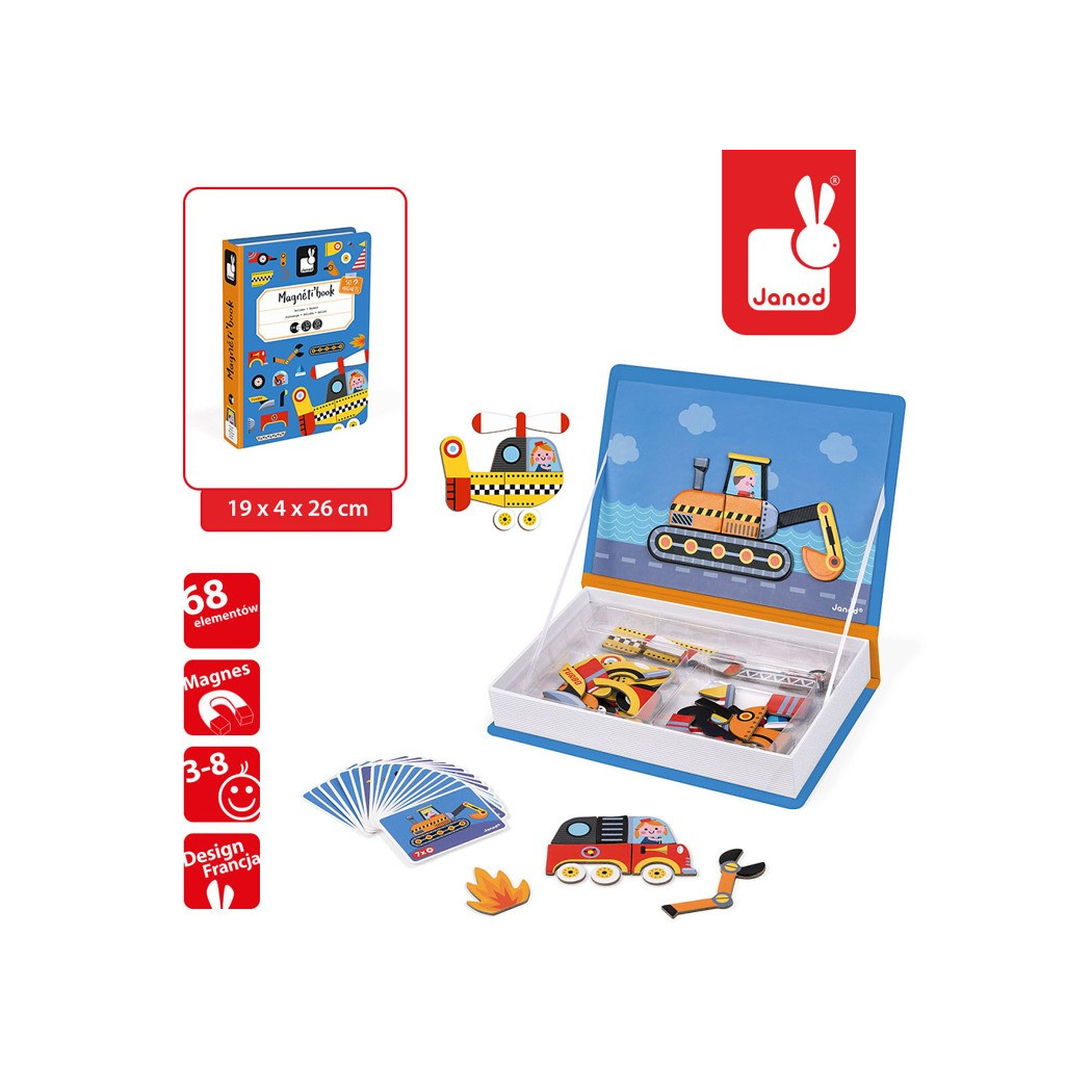Magnetyczna układanka Pojazdy Magnetibook Kolekcja - Janod