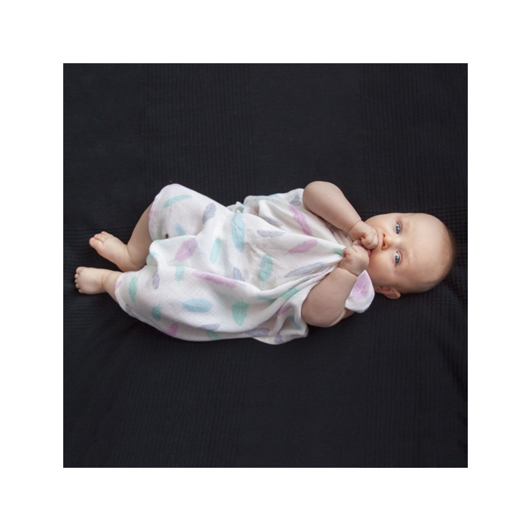 Pieluszki dwupak 100% Bambus Muślin - Delikatne Piórka - 65x65cm - Makaszka