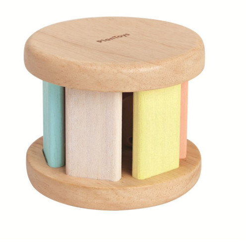 Drewniana pastelowa grzechotka do turlania - Roller - Plan Toys - Montessori