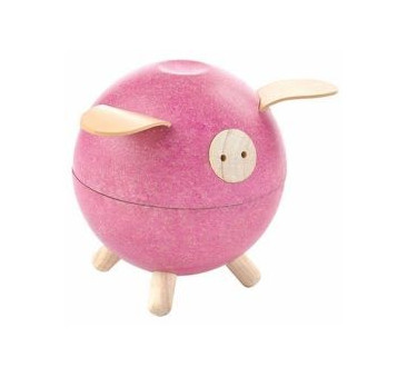 Drewniana skarbonka świnka - różowa - Plan Toys - Montessori