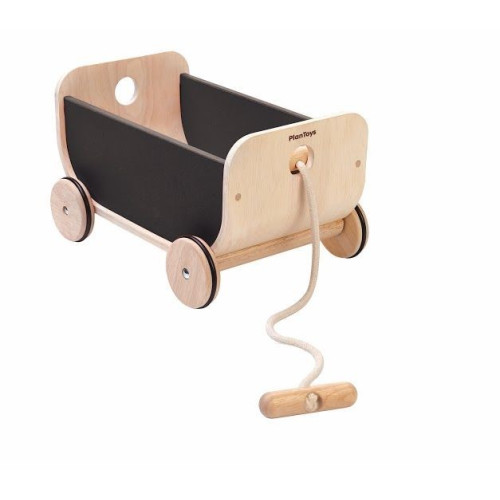 Drewniany wózek wagon - czarny - Plan Toys - Montessori