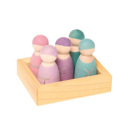 WYPRZEDAŻ ! Pięcioro pastelowych przyjaciół 1+ - Grimm's Grimms - Zabawka drewniana - Montessori