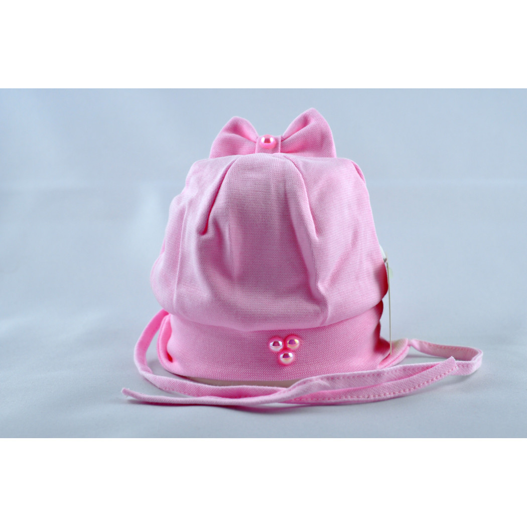 CZAPKA WIĄZANA JASNA RÓŻOWA r.40/42 cm - NUS