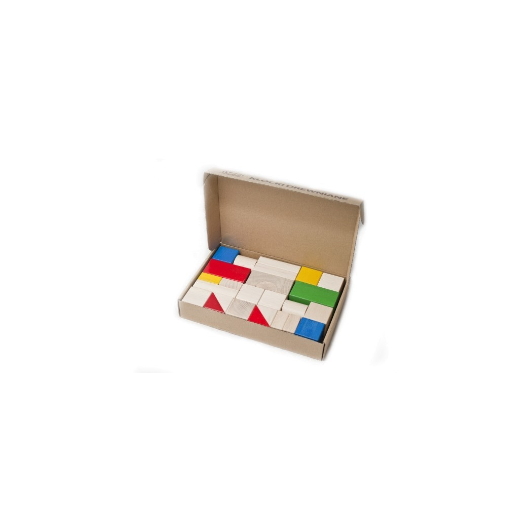 KLOCKI drewniane kolorowe 30 SZT LUPO MONTESSORI