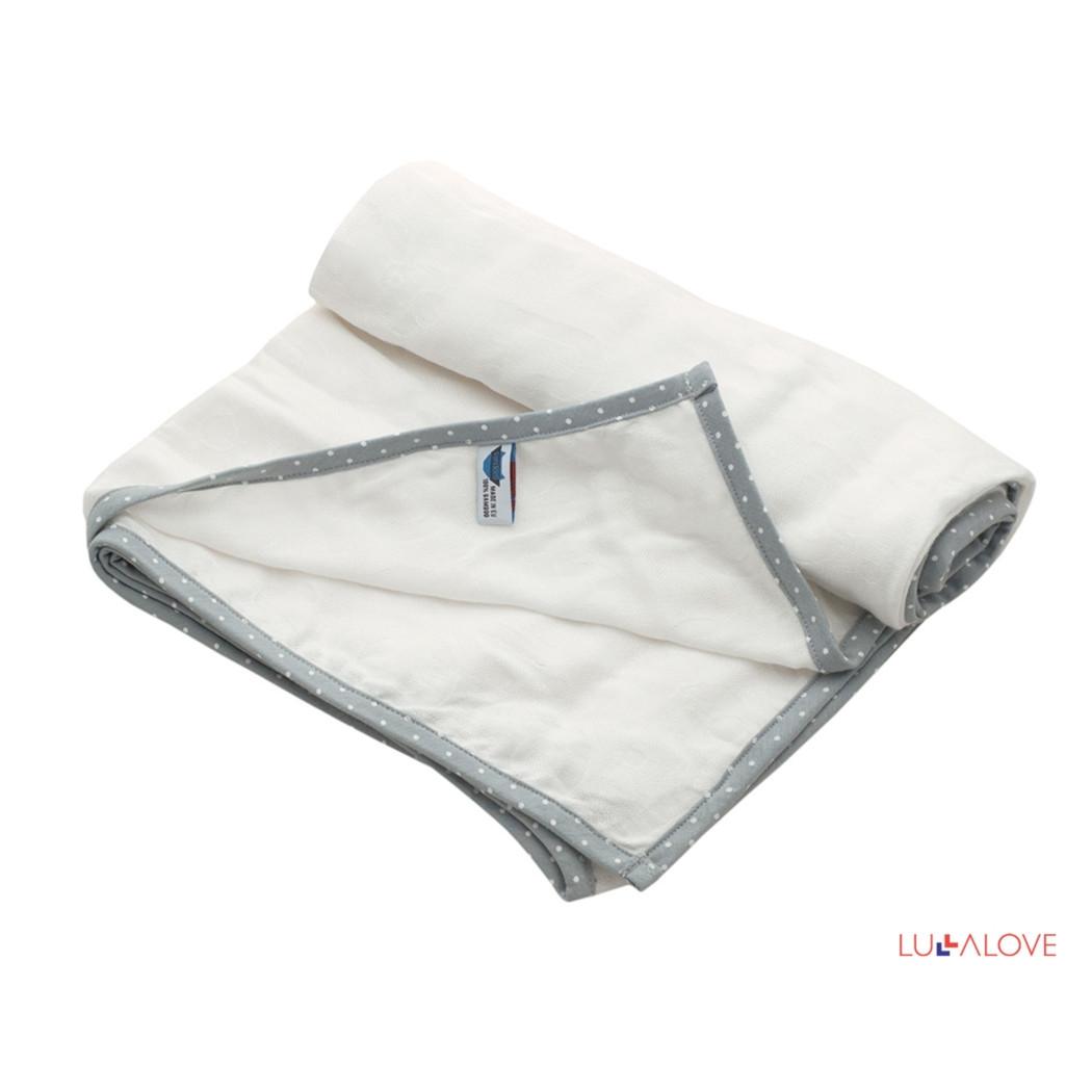 SupeRRO junior ecru - biały - otulacz / kocyk bambusowy 110x110cm - LullaLove